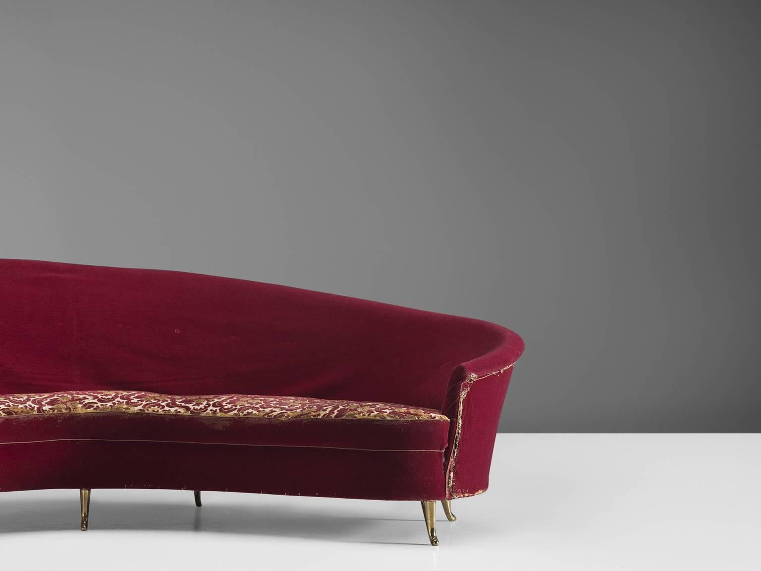 Curved Italian High Back Sofa with Brass 2