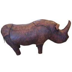 Distressed Leather Liberty of London Rhino Footstool Sculpture 10