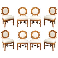 Stunning Restored Set of Eight Bamboo Dining Chairs with Exquisite Back Detail