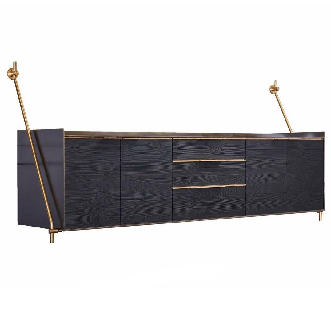 Amuneal's Collector's Bronze Clad Wall Hanging Credenza For Sale