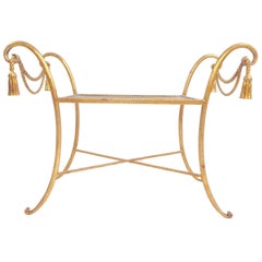 Italian Gilded Iron Bench with Tassels