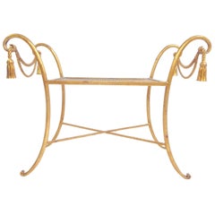 Italian Gilded Iron Bench with Tassels