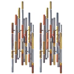 Paar brutalistische Multi-Metall-Konsolen von R. H. Berger