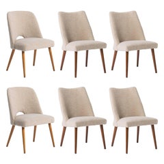 Set of Six Faux Wool Dining Chairs