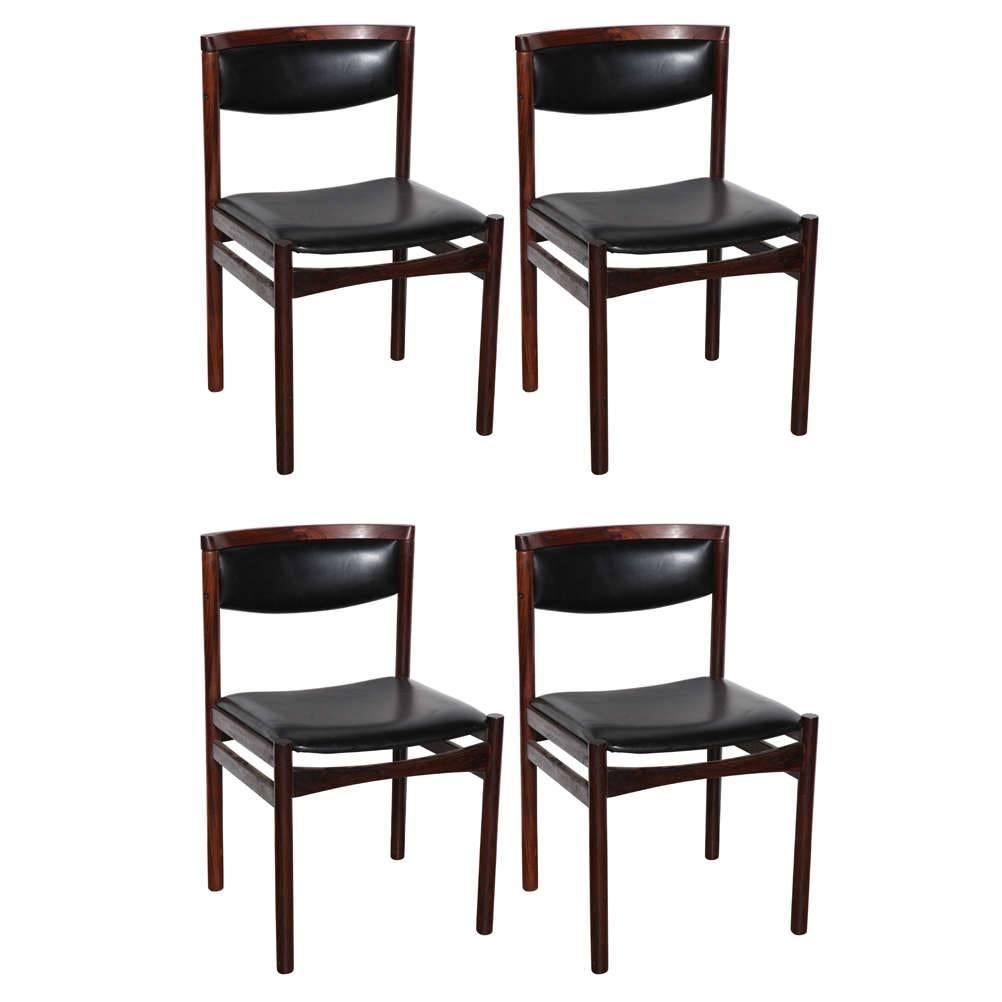 Set of Four S.A.X Soro Stolefabrik Danish Modern Rosewood Side Chairs, 1960s