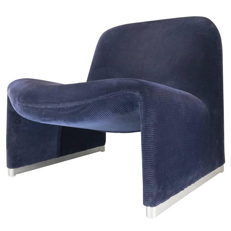 Blue Corduroy Giancarlo Piretti Alky Lounge Chairs by Castelli