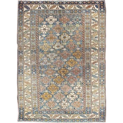 Alfombra antigua Shirvan de 1900 con motivos en forma de cruz floreciente por todas partes