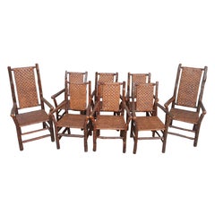 Set of Eight Matching Signed Old Hickory Dining Chairs