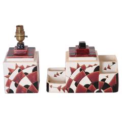Art Deco Boch Freres Charles Catteau Belgian Cubist Keramis Ceramics, Desk Set 8