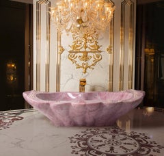 Rose Quartz Crystal Hand-Carved Bathtub by Baldi Firenze 1867, Made in Italy