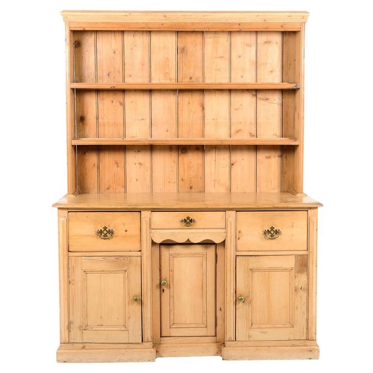 Solid Pine Country Style Welsh Dresser, Antique White Welsh Dressers