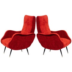 Italian Mid-Century Modern Lounge Chairs in the Manner of Marco Zanuso