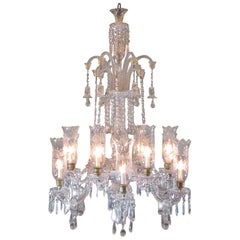 Monumental 19th Century French Baccarat Crystal Chandelier with Hurricanes