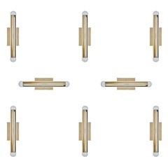 Set of Eight Italian Brass Tubular Sconces 10