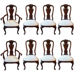 Vintage Set of Eight Regal Queen Anne Style Mahogany Dining Chairs