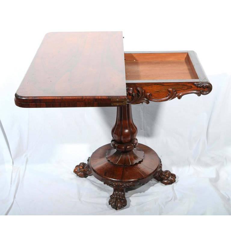 19th Century English  William IV Rosewood Game Card Table 7