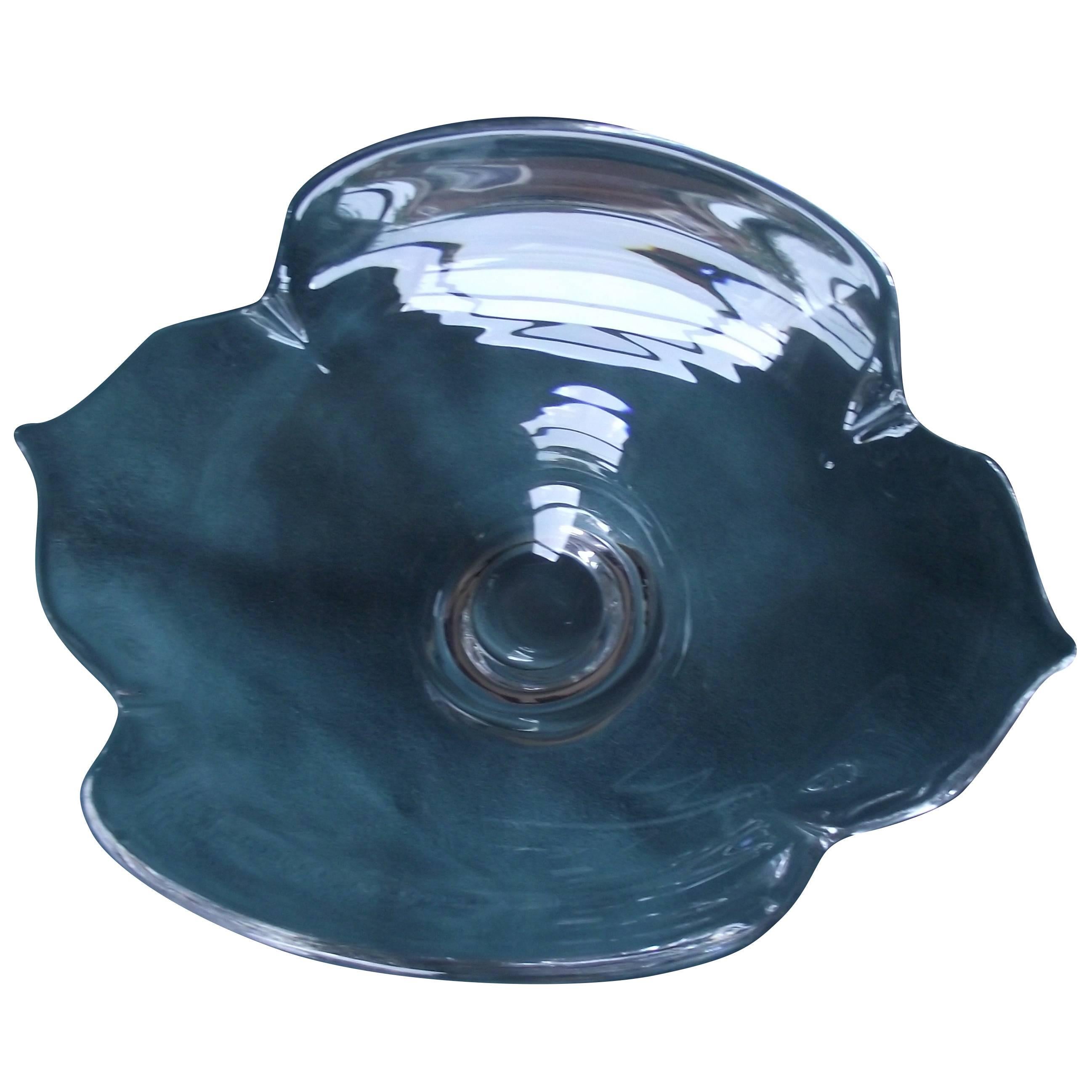 Stuben Glass Bowl, Unusual Shaped Bowl, Clear Glass Bowl For Sale