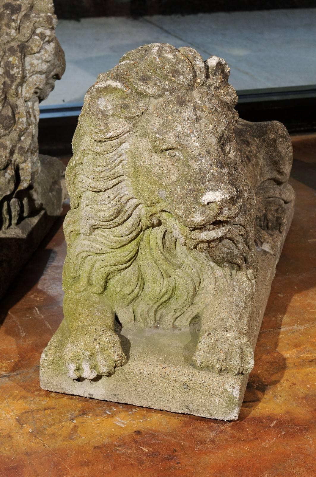 Pair of Stone Lions In Excellent Condition In Atlanta, GA