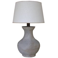 Chinese Han Dynasty Unglazed Vase as Petite Library Table Lamp