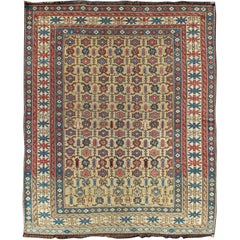 Antique Kuba Rug with All-Over Geometric Design in Multi-Colors and Yellow