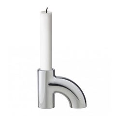 Alia SINGLE, 21st Century Minimal Chrome Plating Stackable Candleholder