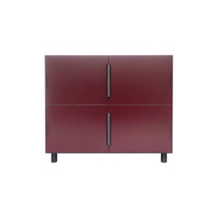 Contemporary Nocturne Cabinet in Oxblood, with Blackened Steel Hardware