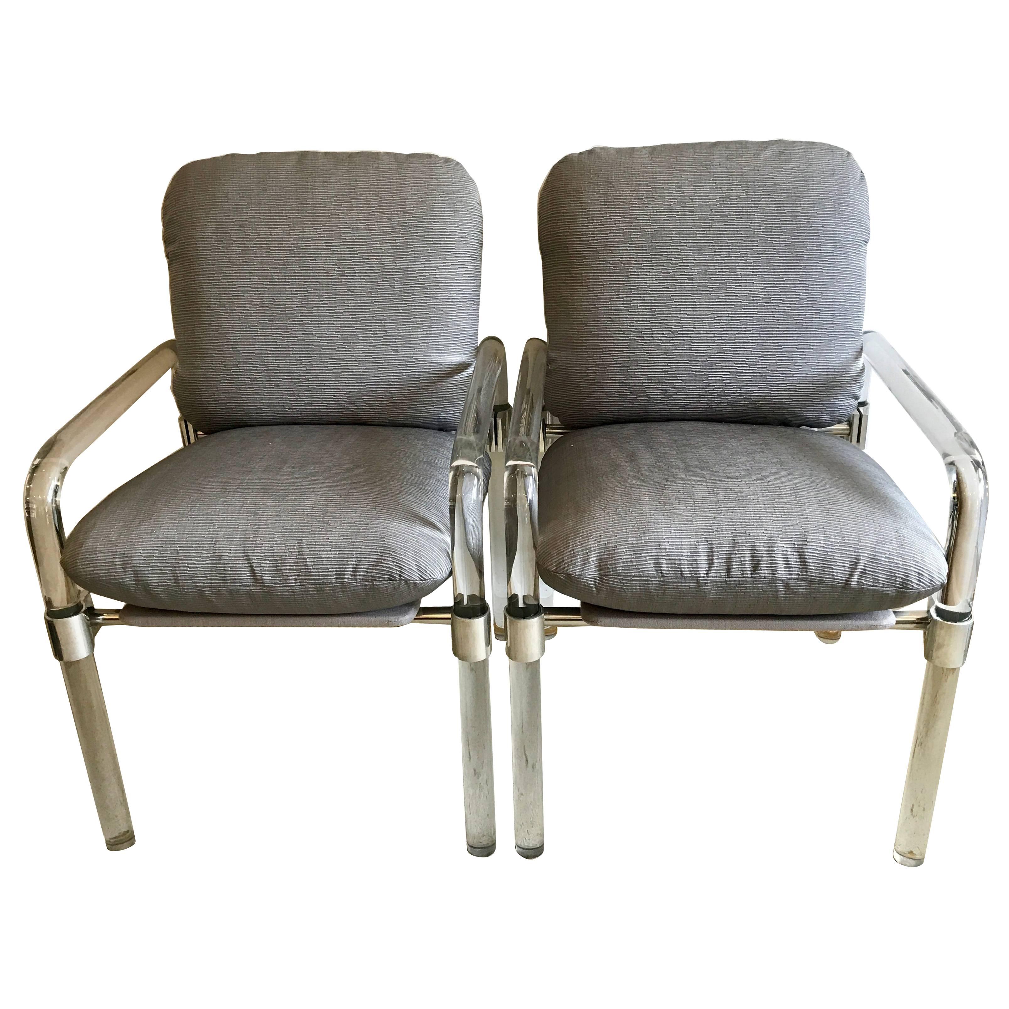 Pair of Lucite and Aluminum Side Chairs By Jeff Messerschmidt for Knoll, 1970's