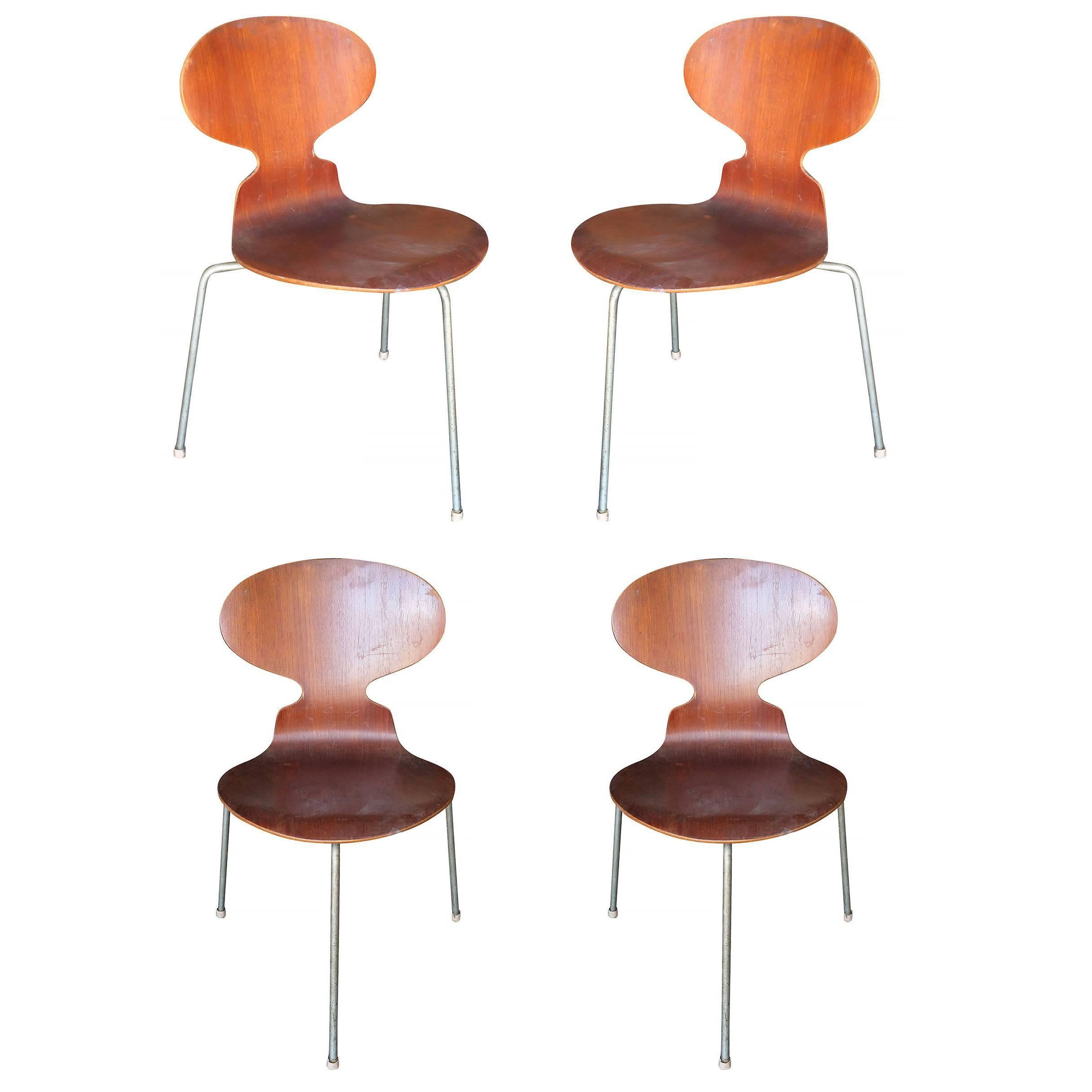 Arne Jacobsen "Ant" Side Chairs, Set of Four For Sale