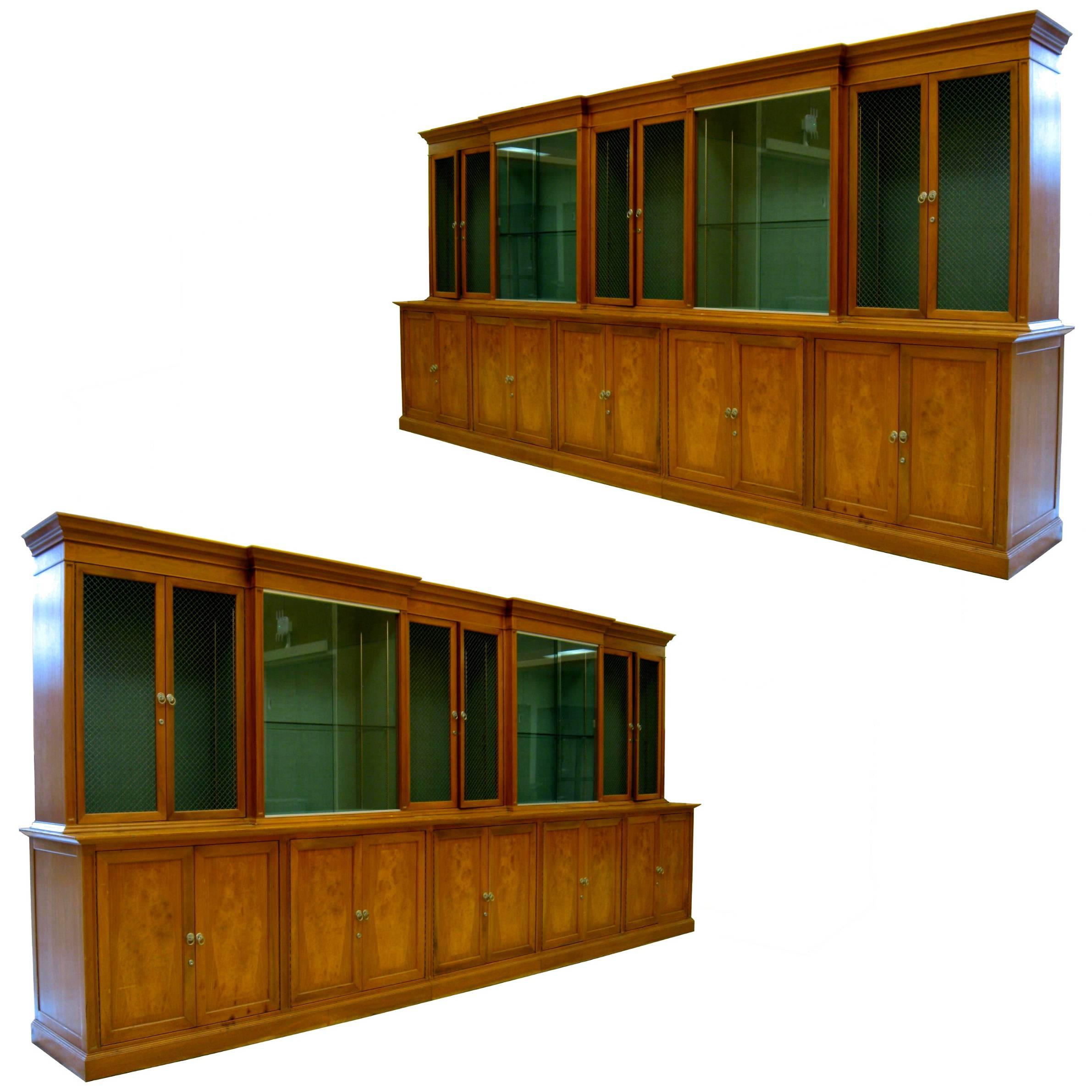 Pair of Spectacular Mid-Century Classical Romweber Walnut Bookcases Wall Units 