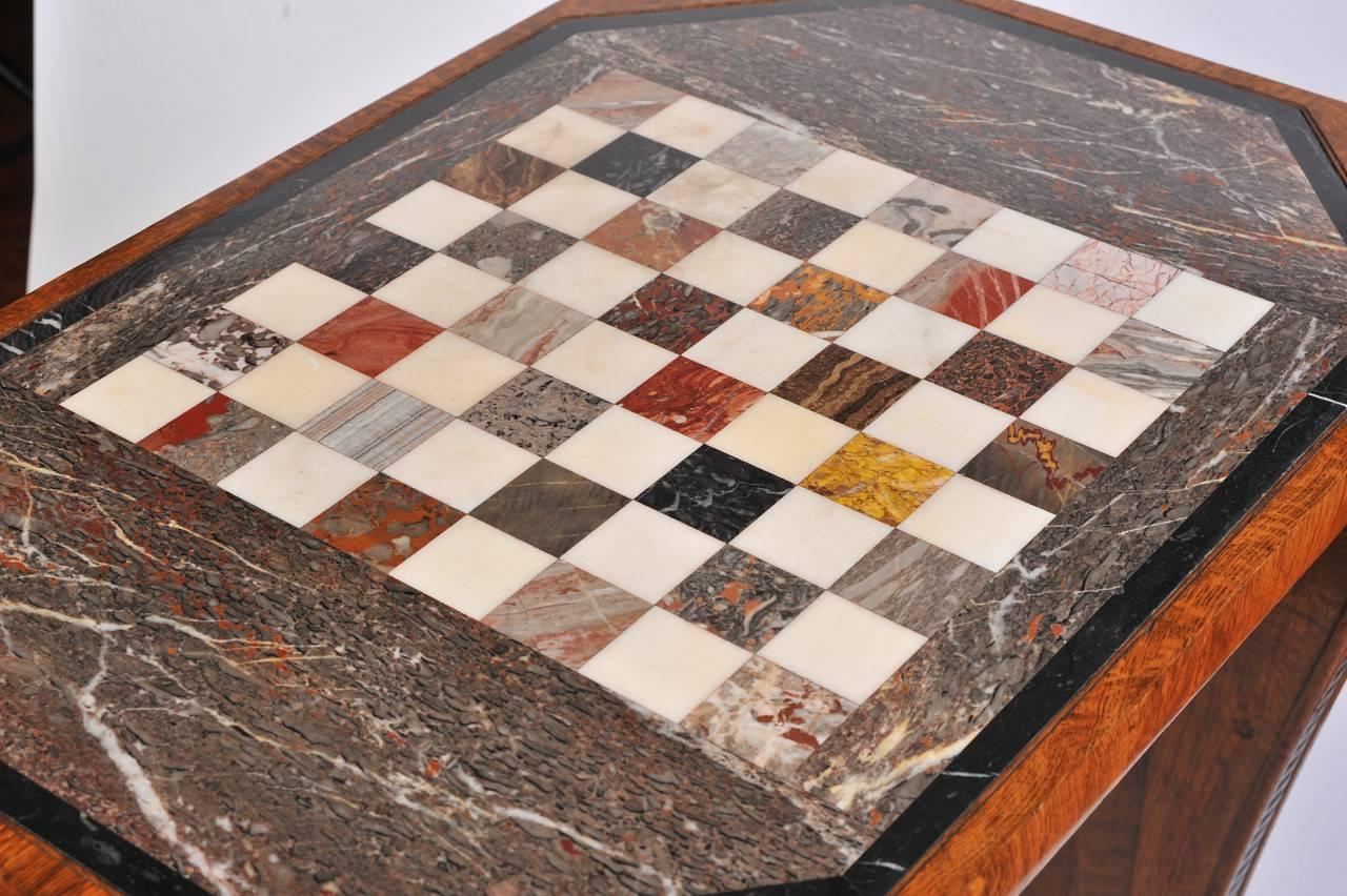 Regency Pollard Oak and Marble Chess Table by G. Bullock to Designs by T. Hope For Sale 5