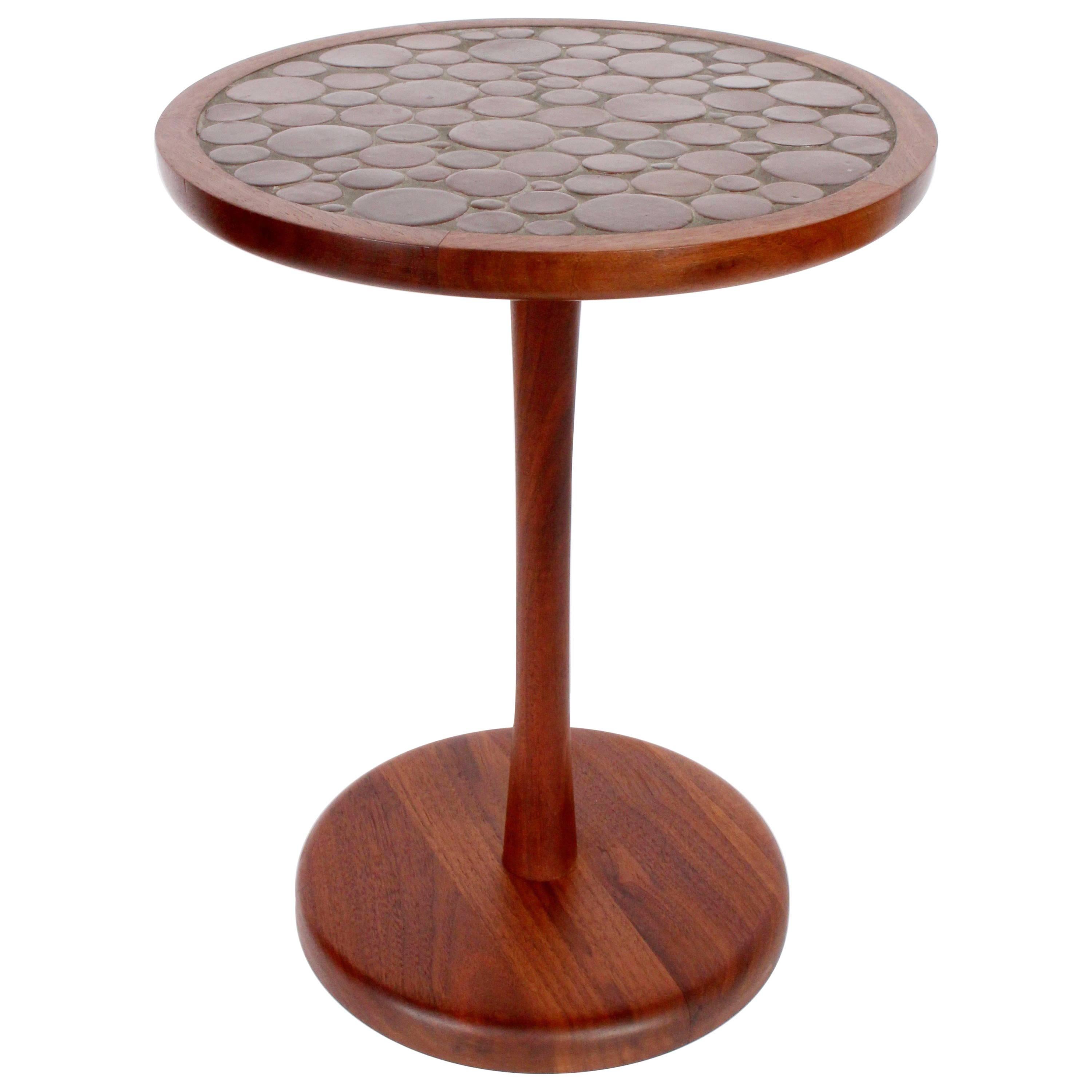 Gordon Martz Marshall Studios Dark Walnut & Dark Brown Ceramic Pedestal Table