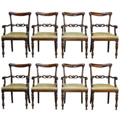 Set of Eight Regency Mahogany and Leather Dining Armchairs