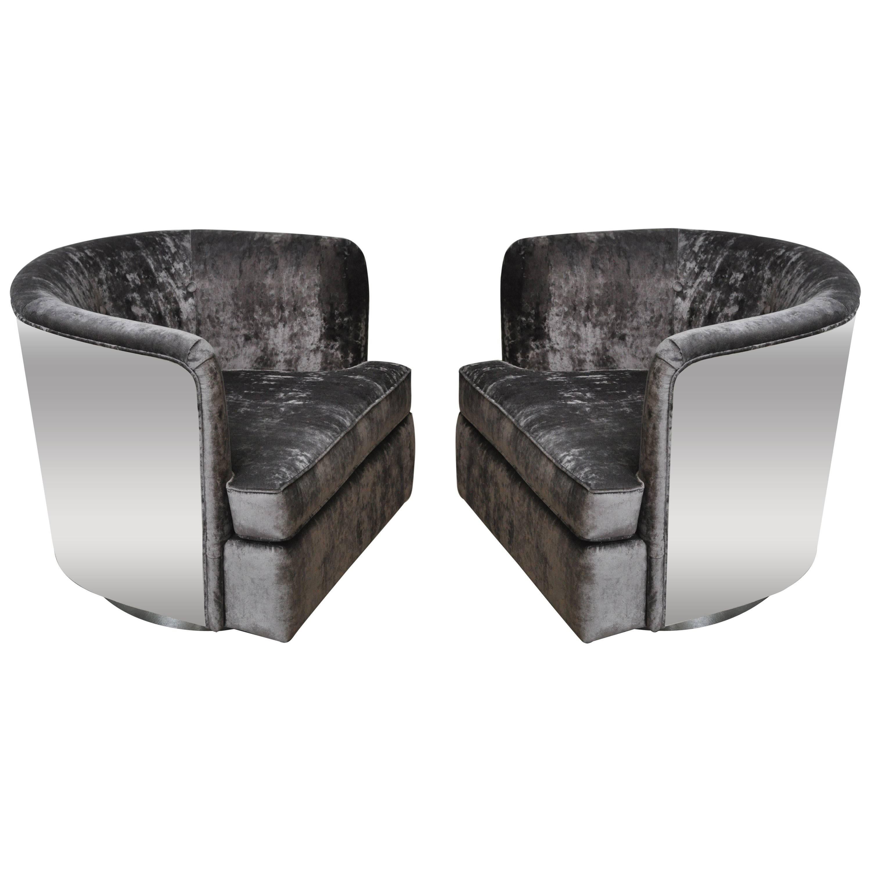 Chrome Case Swivel Chairs by Milo Baughman