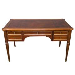 French Louis XVI Style Mahogany Desk with Leather Top