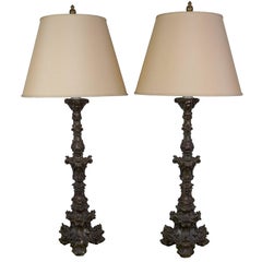 Antique Pair of Italian 1950s Neo-Baroque Table Lamps