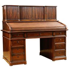 Used French Napoleon III Tambour Roll-Top Desk in Rosewood, circa 1860