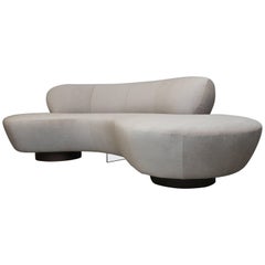 Vladimir Kagan Serpentine Sofa on Walnut Base