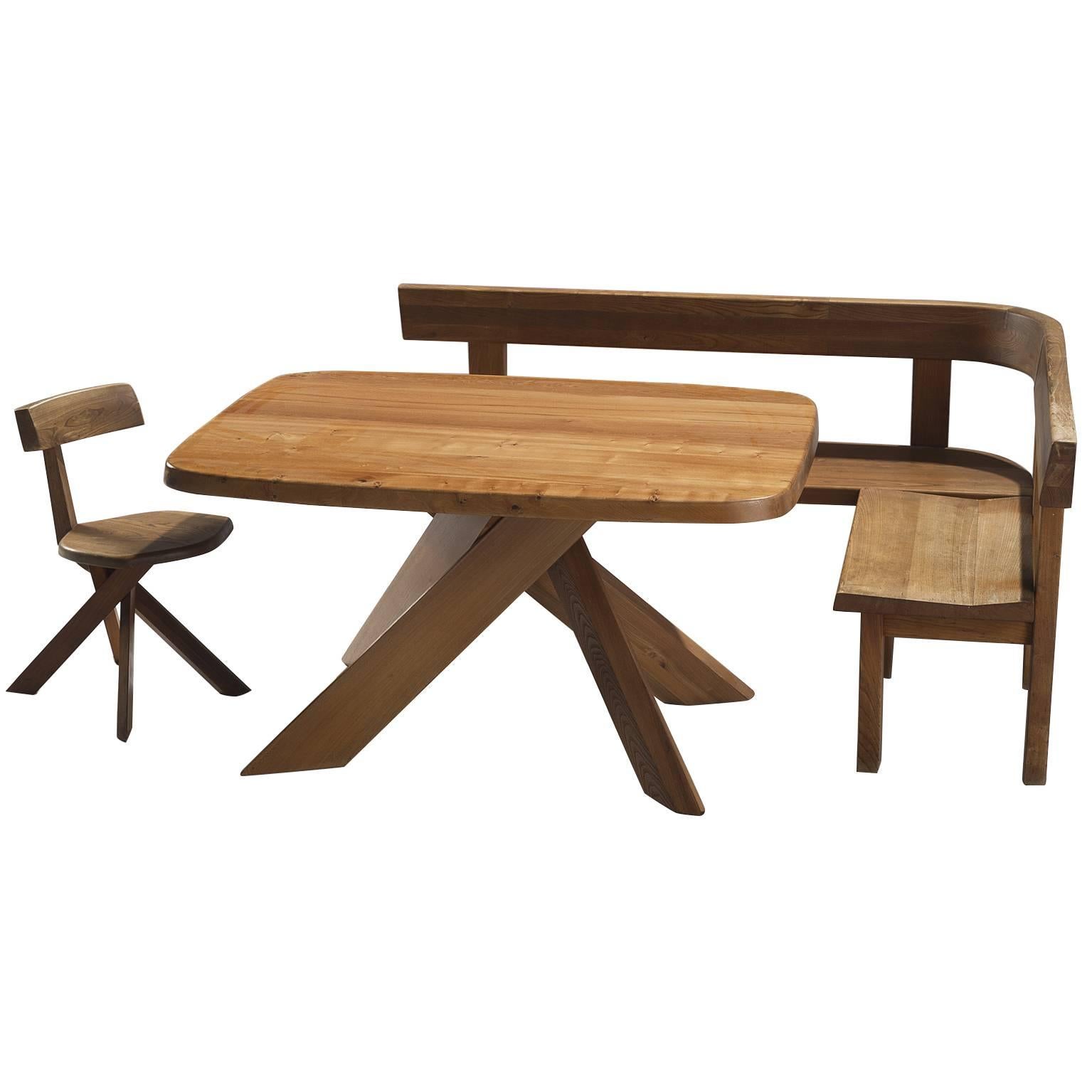 Pierre Chapo Dining Set in Solid Elm