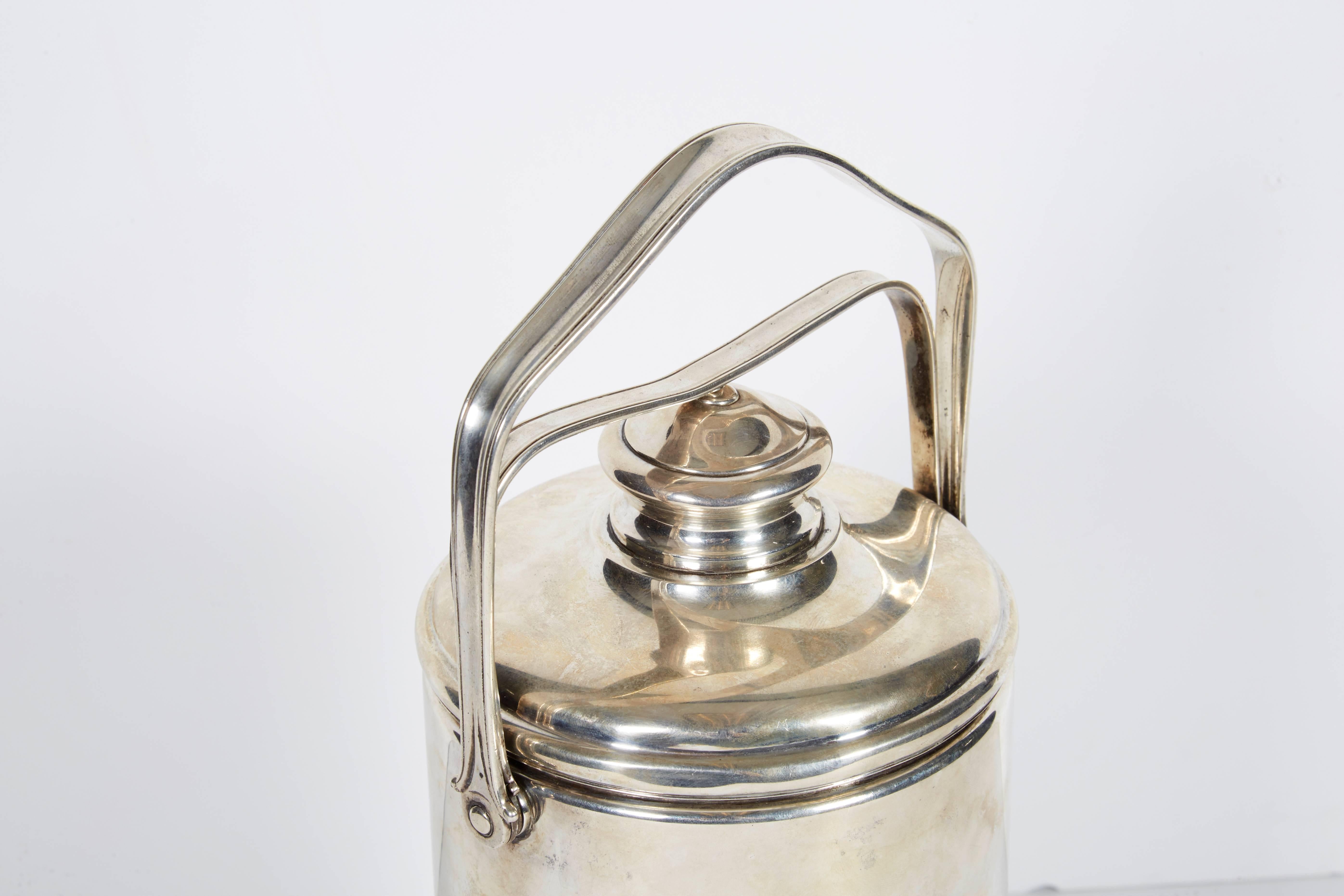 Cartier French Sterling Silver and Gold Ice Bucket with Cover, circa 1950 In Excellent Condition In Queens, NY