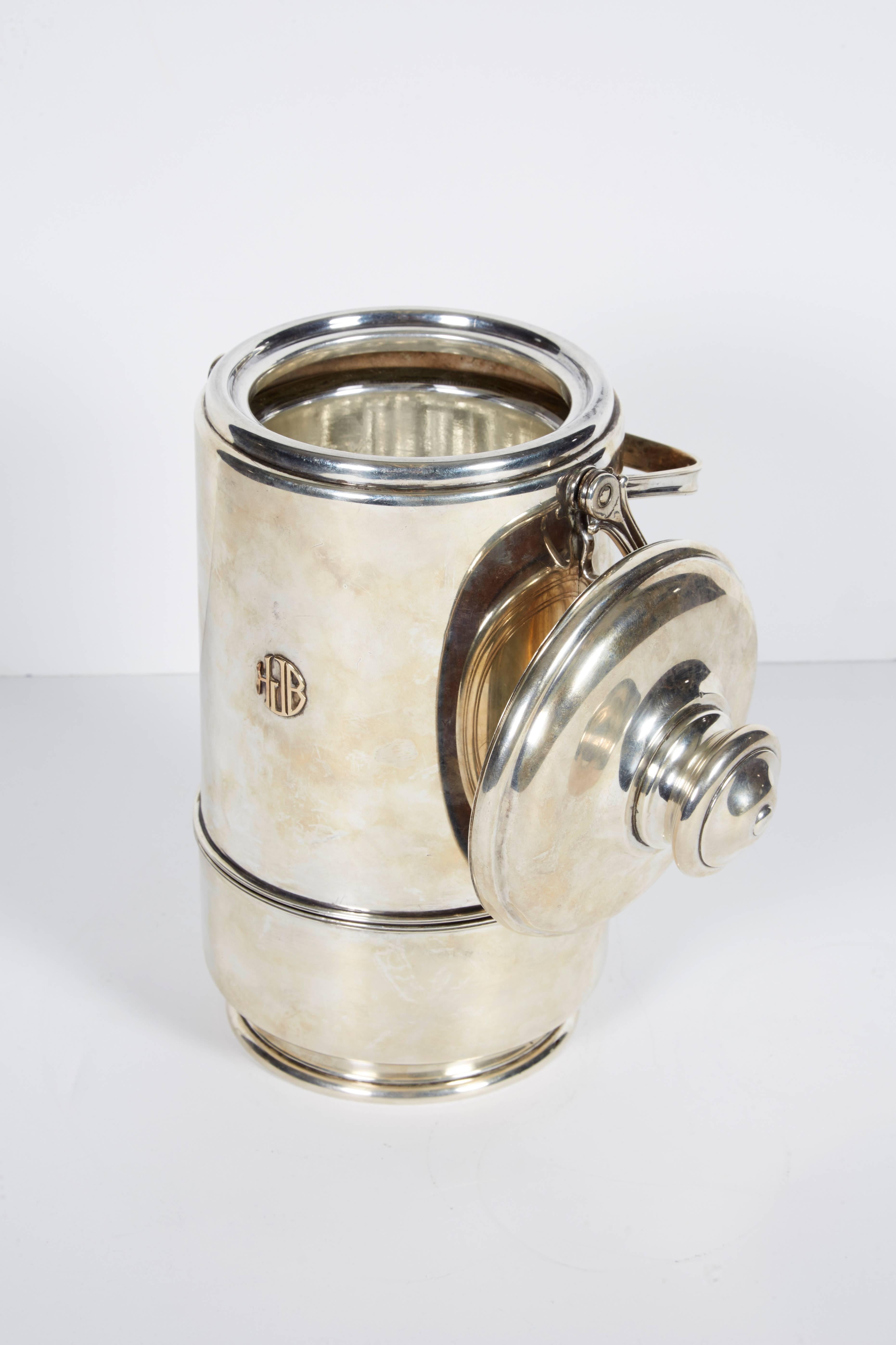 Cartier French Sterling Silver and Gold Ice Bucket with Cover, circa 1950 3