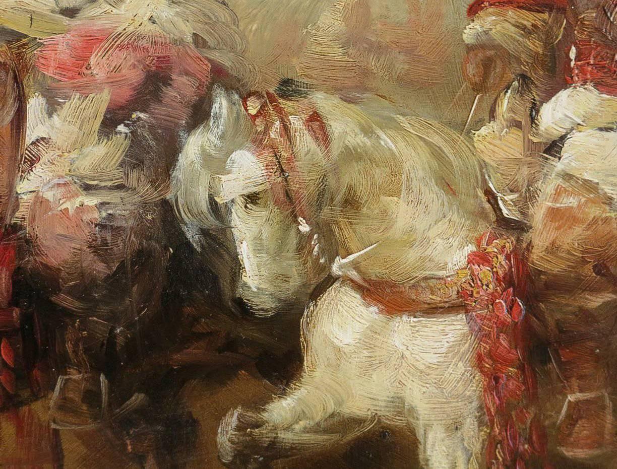 19th Century Arabian Riders Horseback, Oil on Panel, circa 1856-1861