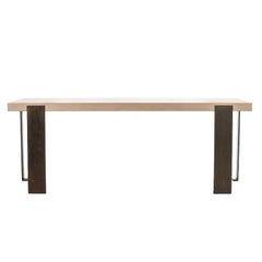 Used Contemporary Desk in Solid Oak and Blackened Steel Legs by Carbonell Design