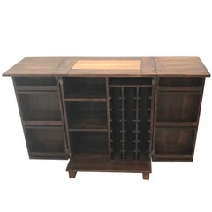 Vintage Mahogany Copper Folding Bar Cabinet