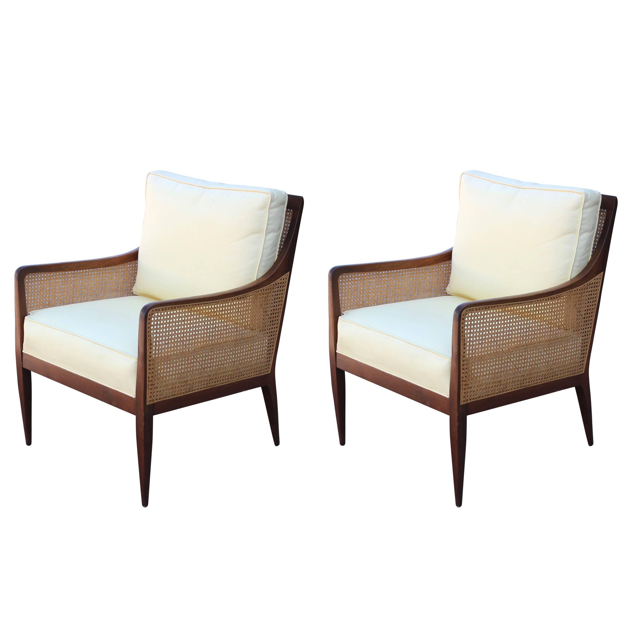 Pair of Modern Kipp Stewart for Directional Cane Lounge Chairs