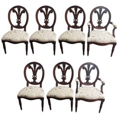 ON SALE NOW!  Set of Seven Hand-Carved Feather Back Louis XVI Chairs