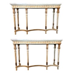 Pair of Parcel-Gilt and Painted Louis XVI Style Consoles in Maison Jansen Manner 9