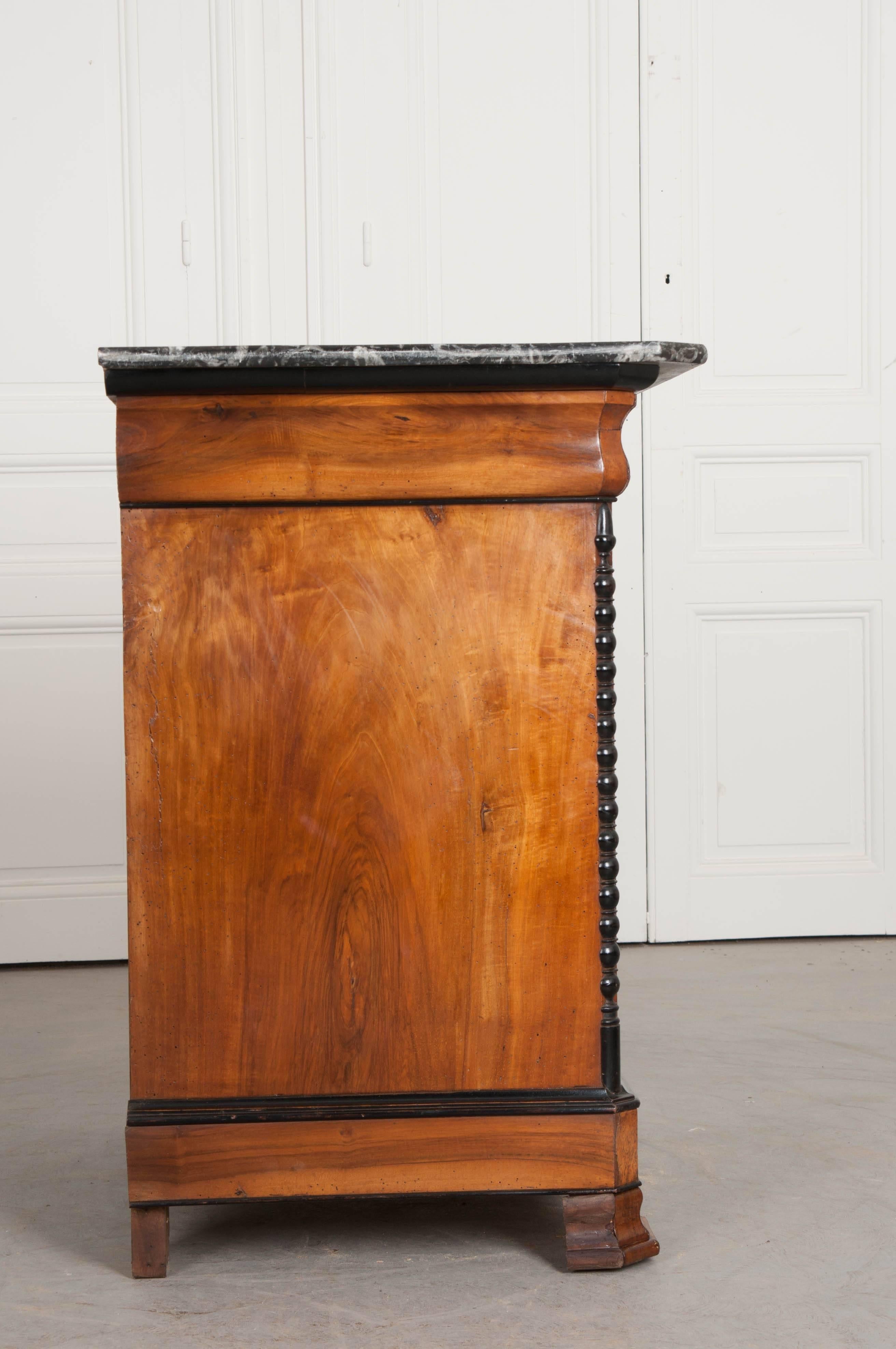French 19th Century Louis Philippe Burl Walnut Commode with Marble Top 1