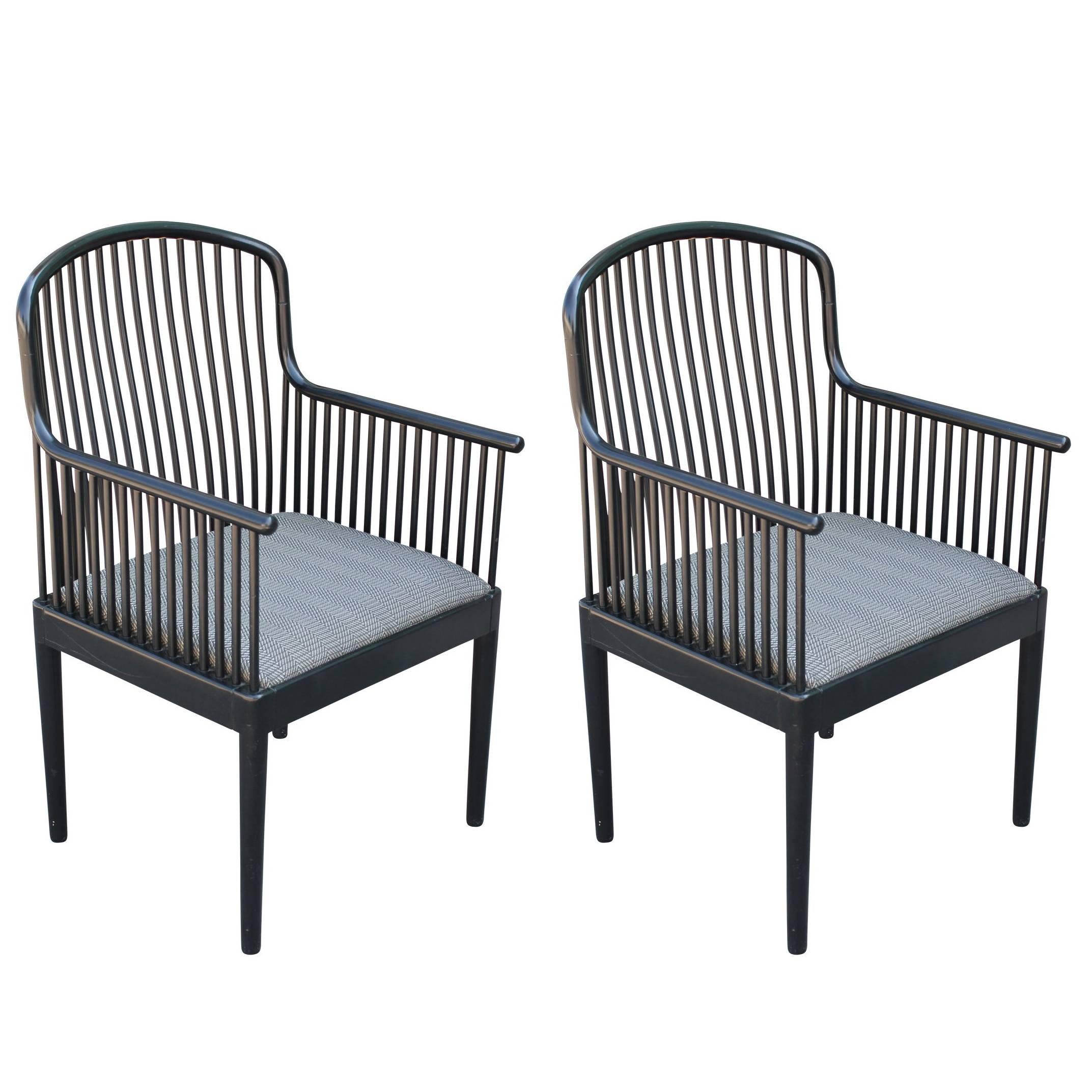 Pair of Modern Davis Allen for Knoll Black Exeter Lounge Chairs