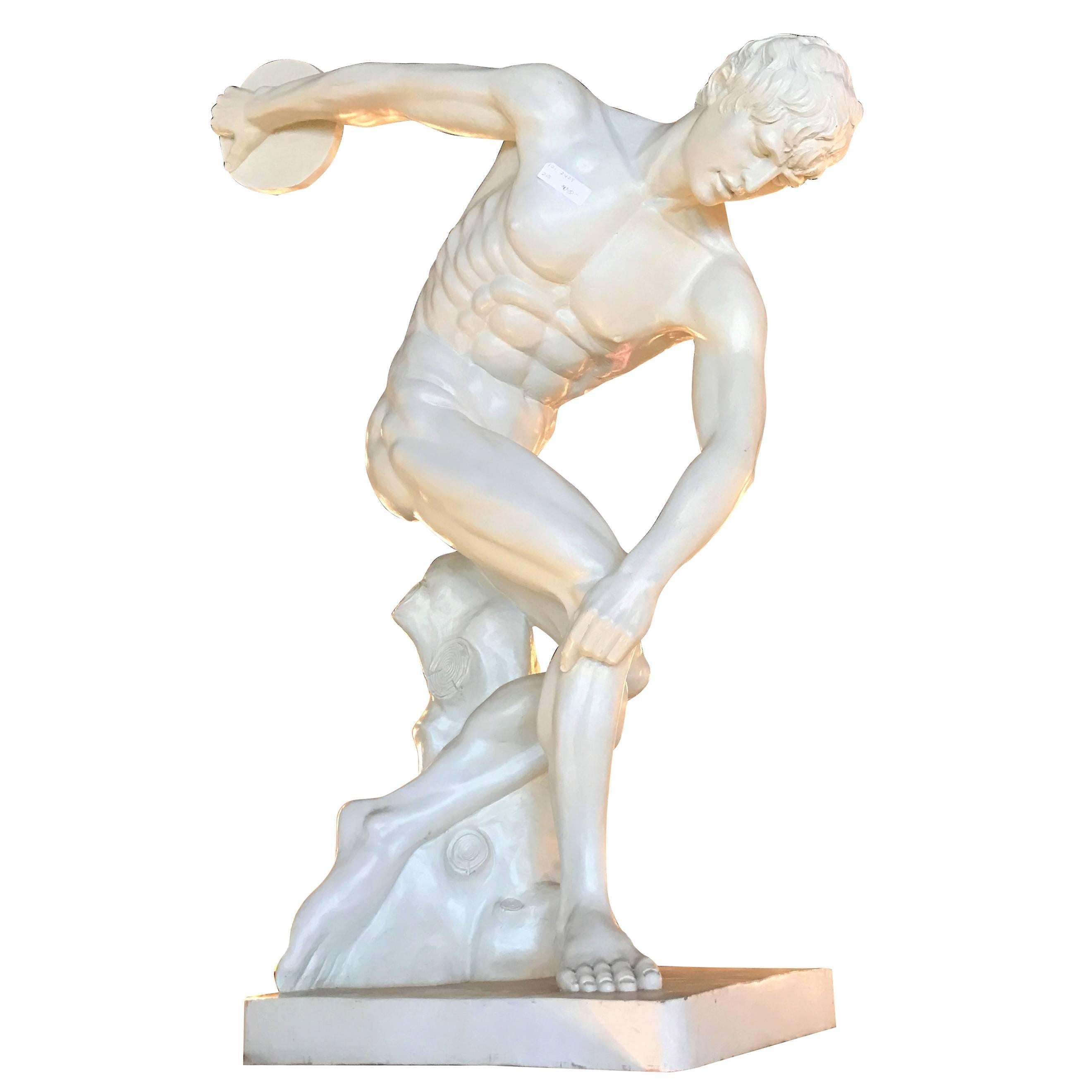 Neoclassical Style Fiberglass Life-sized Discus Thrower Sculpture