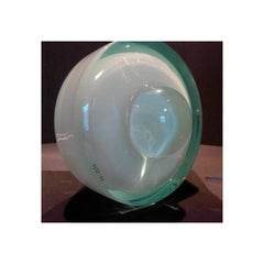 Art Glass Sculpture "Falling Vessel" by Stanislav Libensksy , polished aqua glass